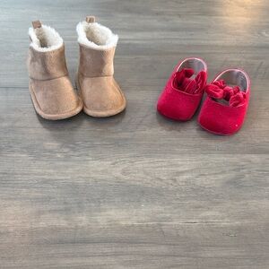 Cozy Tan and Vibrant Red Kids Shoes